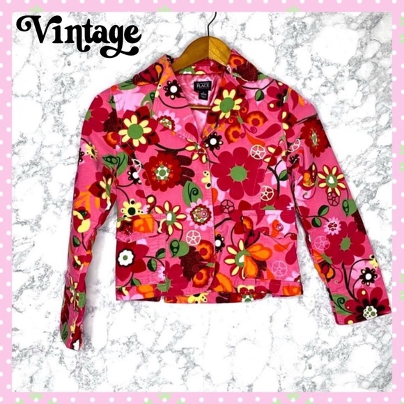Children’s Place Girls Pink Floral Y2K Button Up Jacket Size L 10/12 - Picture 8 of 8